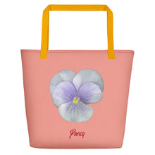 Load image into Gallery viewer, Pansy Viola Flower Lavender | Tote Bag | Large | Flamingo Pink

