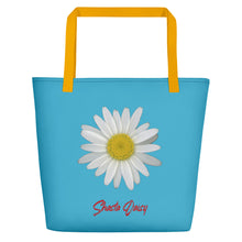 Load image into Gallery viewer, Tote Bag | Shasta Daisy Flower White | Large | Pool Blue
