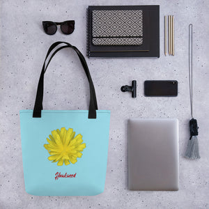 Hawkweed Flower Yellow | Tote Bag | Small | Sky Blue