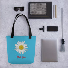 Load image into Gallery viewer, Tote Bag | Shasta Daisy Flower White | Small | Pool Blue
