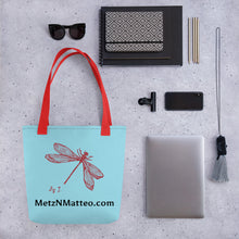 Load image into Gallery viewer, Tote Bag | Metz &amp; Matteo Dragonfly Logo  | Small | Sky Blue
