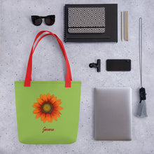 Load image into Gallery viewer, Gazania Flower Orange | Tote Bag | Small | Pistachio Green

