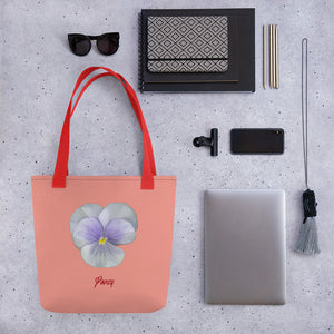 Pansy Viola Flower Lavender | Tote Bag | Small | Flamingo Pink