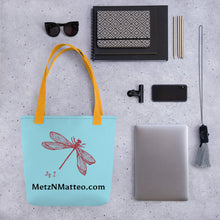 Load image into Gallery viewer, Metz &amp; Matteo Dragonfly Logo  | Tote Bag | Small | Sky Blue
