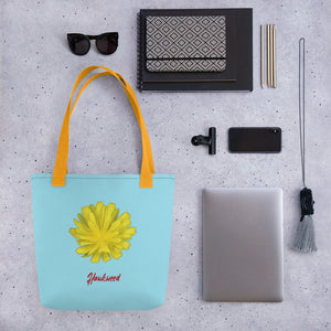 Tote Bag | Hawkweed Flower Yellow | Small | Sky Blue