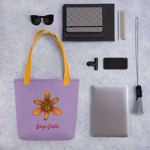 Tote Bag | Orange Daylily Flower | Small | Lavender