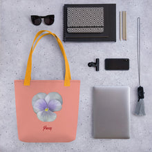 Load image into Gallery viewer, Tote Bag | Pansy Viola Flower Lavender | Small | Flamingo Pink
