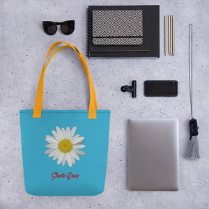 Shasta Daisy Flower White | Tote Bag | Small | Pool Blue