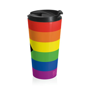 Progress Pride Flag | Stainless Steel Travel Mug | 15oz | Rainbow