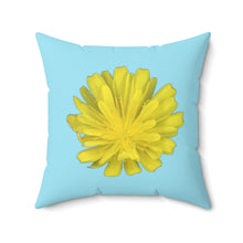 Load image into Gallery viewer, Throw Pillow | Hawkweed Flower Yellow  | Sky Blue | 20x20 Bloomcore Cottagecore Gardencore Fairycore
