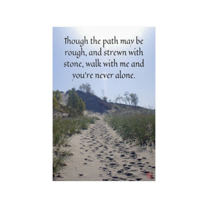 Though the path may be rough... | Inspirational Motivational Quote Vertical Poster | Summer Beach Sand Dune Sky Blue
