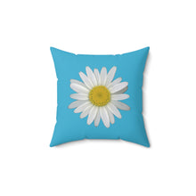 Load image into Gallery viewer, Throw Pillow | Shasta Daisy Flower White | Pool Blue | 14x14 Bloomcore Cottagecore Gardencore Fairycore
