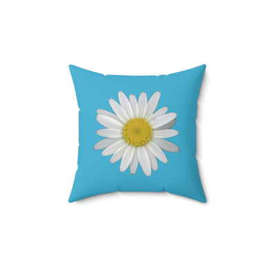 Throw Pillow | Shasta Daisy Flower White | Pool Blue | 14x14 Bloomcore Cottagecore Gardencore Fairycore