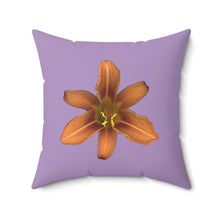 Load image into Gallery viewer, Throw Pillow | Orange Daylily Flower | Lavender | 20x20 Bloomcore Cottagecore Gardencore Fairycore
