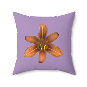 Throw Pillow | Orange Daylily Flower | Lavender | 20x20 Bloomcore Cottagecore Gardencore Fairycore
