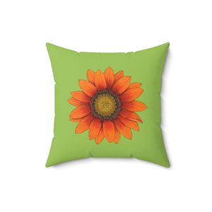 Gazania Flower Orange | Square Throw Pillow | Pistachio Green