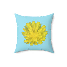 Load image into Gallery viewer, Throw Pillow | Hawkweed Flower Yellow  | Sky Blue | 16x16 Bloomcore Cottagecore Gardencore Fairycore
