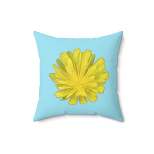 Throw Pillow | Hawkweed Flower Yellow  | Sky Blue | 16x16 Bloomcore Cottagecore Gardencore Fairycore
