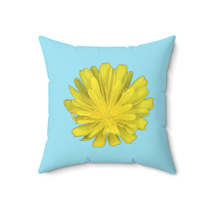 Throw Pillow | Hawkweed Flower Yellow  | Sky Blue | 18x18 Bloomcore Cottagecore Gardencore Fairycore