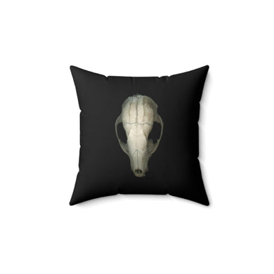Throw Pillow | Raccoon Skull Front & Back by Matteo | Black | Front | 14x14 Dark Cottagecore Goblincore Gothic