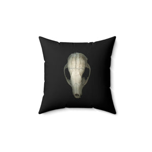 Throw Pillow | Raccoon Skull Front & Back by Matteo | Black | Front | 14x14 Dark Cottagecore Goblincore Gothic