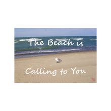 Load image into Gallery viewer, The Beach is Calling to You | Inspirational Motivational Quote Horizontal Poster | Summer Seagull Sand Ocean Blue
