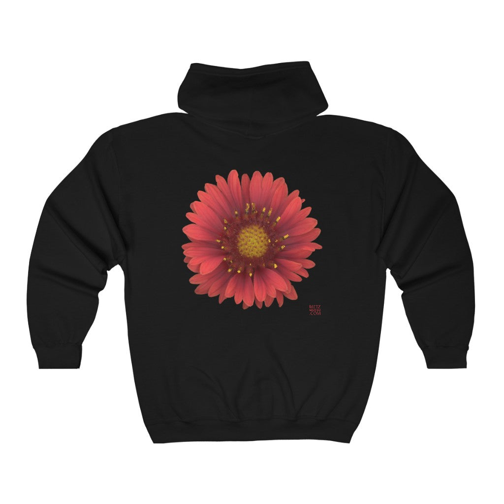 Blanket Flower Gaillardia Red | Unisex Heavy Blend™ Full Zip Hooded Sweatshirt