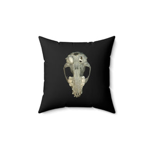 Throw Pillow | Raccoon Skull Front & Back by Matteo | Black | Back | 14x14 Dark Cottagecore Goblincore Gothic