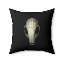 Load image into Gallery viewer, Throw Pillow | Raccoon Skull Front &amp; Back by Matteo | Black | Front | 20x20 Dark Cottagecore Goblincore Gothic
