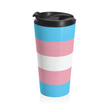 Load image into Gallery viewer, Transgender Pride Flag | Stainless Steel Travel Mug | 15oz | Blue Pink White
