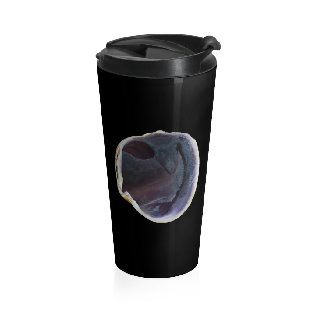 Quahog Clam Shell Purple | Stainless Steel Travel Mug | 15oz | Black