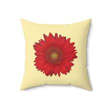 Load image into Gallery viewer, Throw Pillow | Gerbera Daisy Flower Red | Sunshine Yellow | 18x18 Bloomcore Cottagecore Gardencore Fairycore
