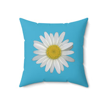 Load image into Gallery viewer, Throw Pillow | Shasta Daisy Flower White | Pool Blue | 18x18 Bloomcore Cottagecore Gardencore Fairycore
