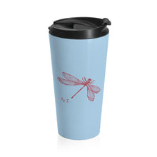 Load image into Gallery viewer, Metz &amp; Matteo Dragonfly Logo | Stainless Steel Travel Mug | 15oz | Sky Blue
