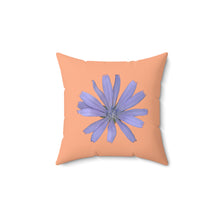 Load image into Gallery viewer, Throw Pillow | Chicory Flower Blue | Peach | 14x14 Bloomcore Cottagecore Gardencore Fairycore
