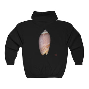 Olive Snail Shell Brown Dorsal | Unisex Heavy Blend™ Full Zip Hooded Sweatshirt