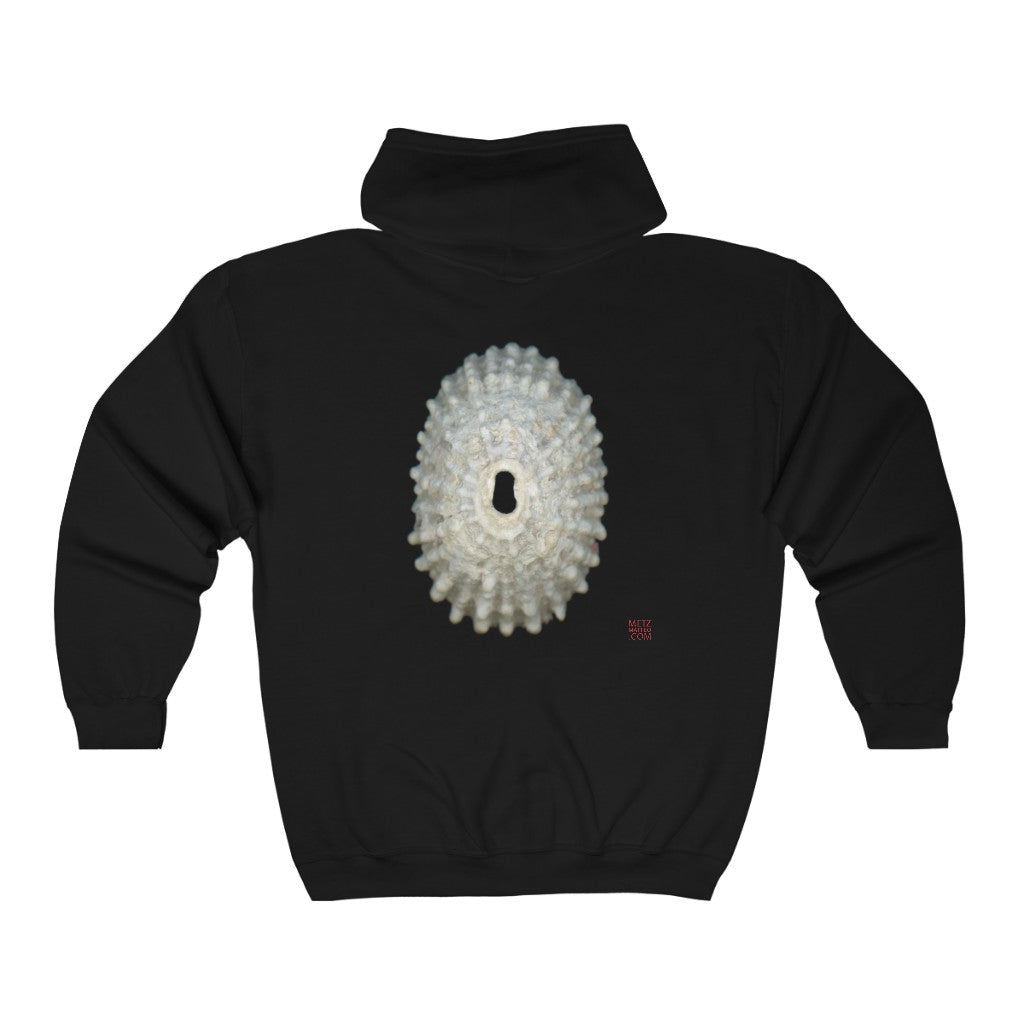 Keyhole Limpet Shell White Exterior | Unisex Heavy Blend™ Full Zip Hooded Sweatshirt