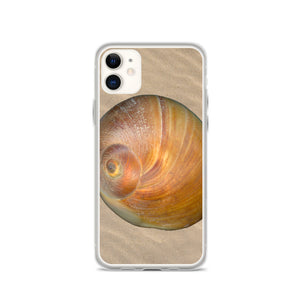iPhone Case | Moon Snail Shell Shark's Eye Apical | Sand Background