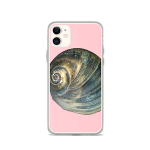 iPhone Case | Moon Snail Shell Blue Apical | Pink Background