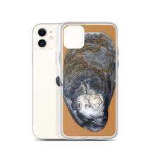 Load image into Gallery viewer, Oyster Shell Blue Right Exterior | iPhone Case | Camel Brown Background
