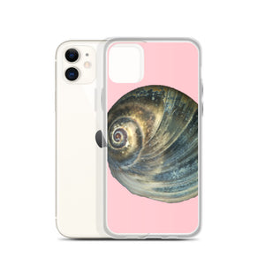 Moon Snail Shell Blue Apical | iPhone Case | Pink Background