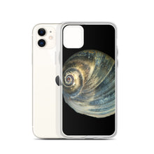 Load image into Gallery viewer, Moon Snail Shell Blue Apical | iPhone Case | Black Background
