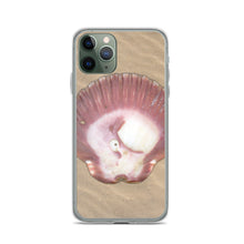 Load image into Gallery viewer, iPhone Case | Scallop Shell Magenta Left Exterior | Sand Background
