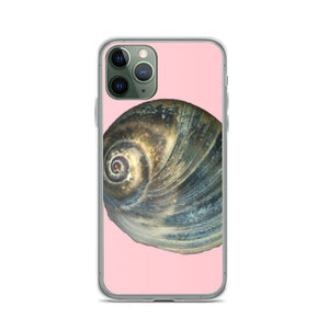 Moon Snail Shell Blue Apical | iPhone Case | Pink Background