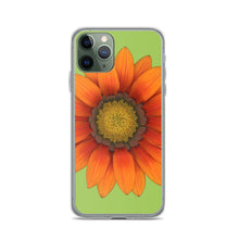 Load image into Gallery viewer, iPhone Case | Gazania Flower Orange | Pistachio Green Background
