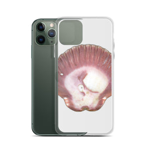 iPhone Case | Scallop Shell Magenta Left Exterior | Silver Background