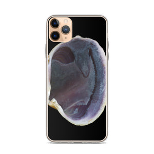 Quahog Clam Shell Purple Right Interior | iPhone Case | Black Background