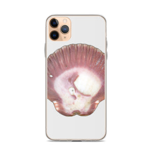 Scallop Shell Magenta Left Exterior | iPhone Case | Silver Background