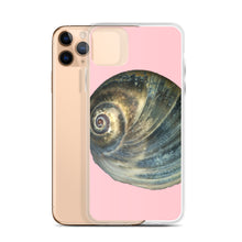 Load image into Gallery viewer, iPhone Case | Moon Snail Shell Blue Apical | Pink Background
