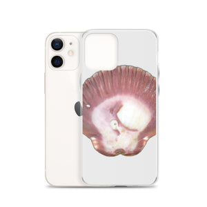 iPhone Case | Scallop Shell Magenta Left Exterior | Silver Background